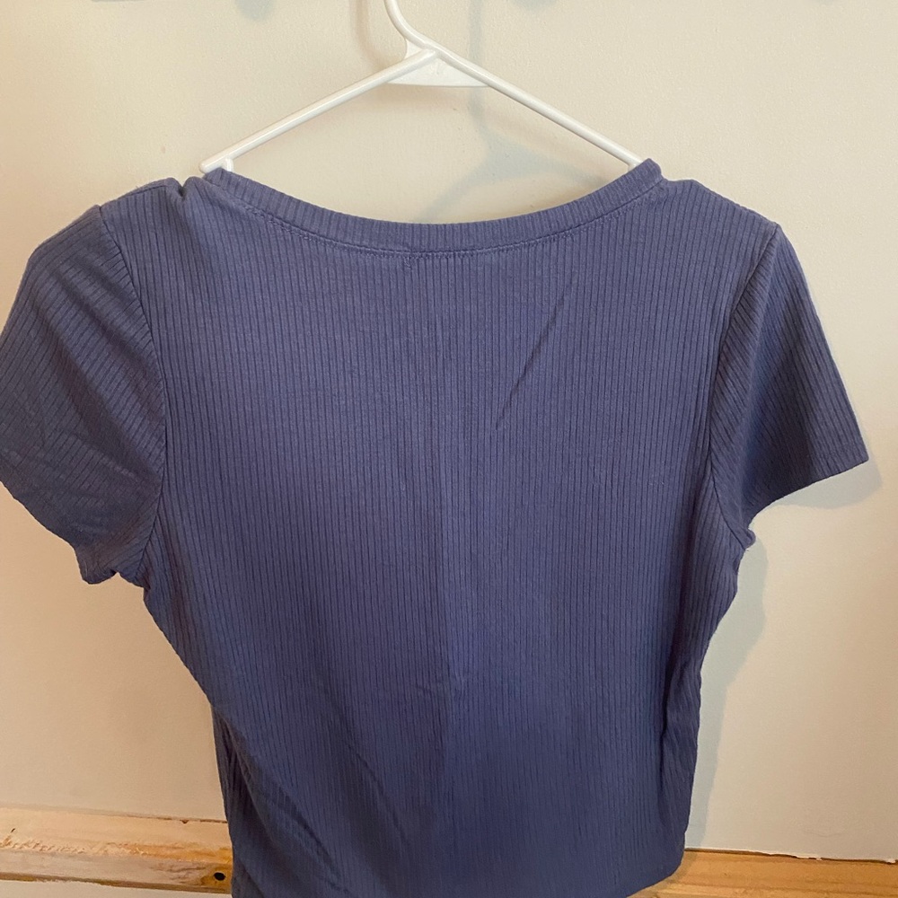 Women's Blue Ribbed Top - Picture 2 of 2